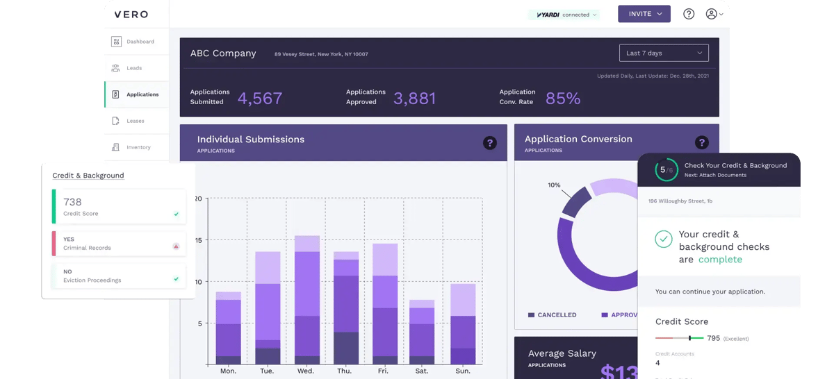 Image of VERO manager portal and applicant mobile experience