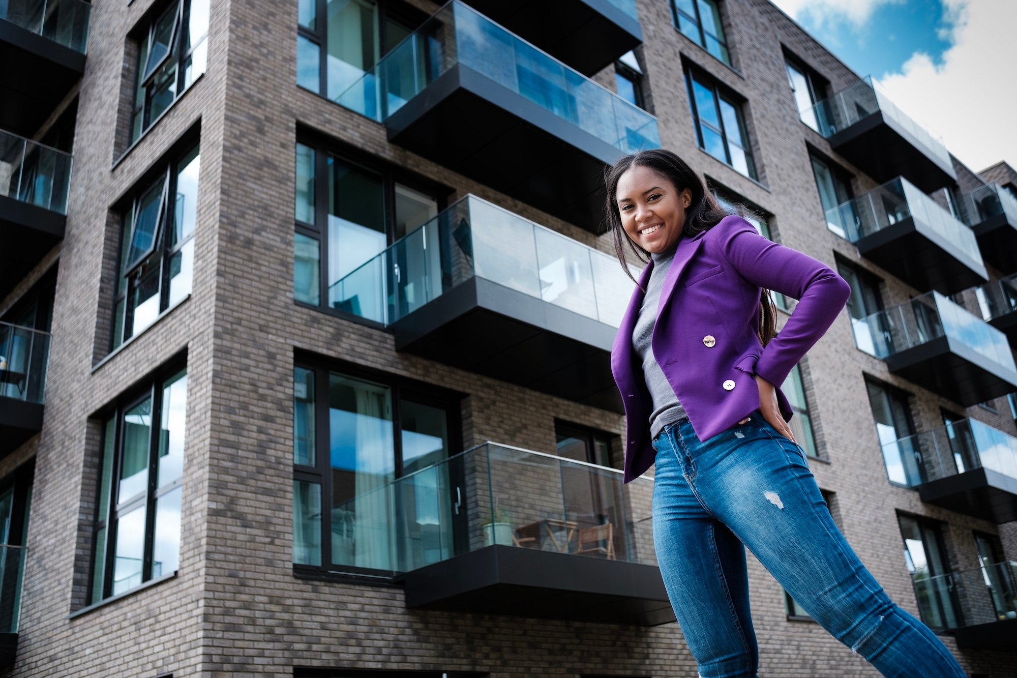 VERO leasing manager outside apartments