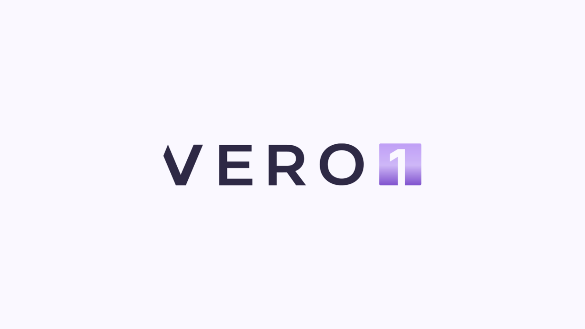 Image of a VERO1 logo on a light grayish purple background
