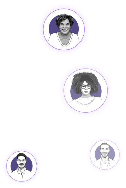 Image of illustrated people in circles Image of illustrated people in circles