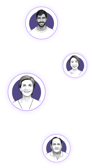 Illustration of friendly people in circles Illustration of friendly people in circles